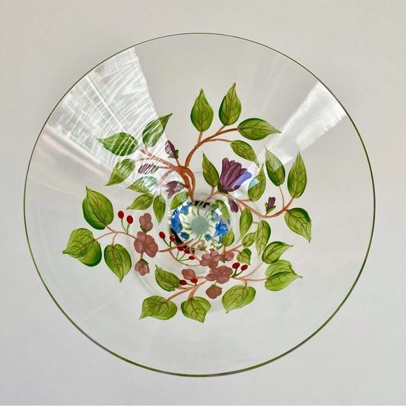 Set of 2, Cocktail Martini Glasses, Hand Painted Floral Artwork Decorati… - Picture 5 of 5